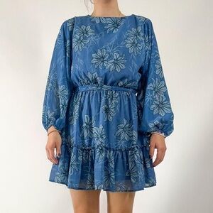 Flying Tomato Floral Print Long Sleeve Mini Dress - Size M